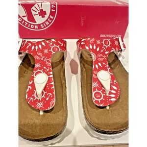 Birkenstock Kids EU 30 US K12 Gizeh Sandals Nautical Print Red